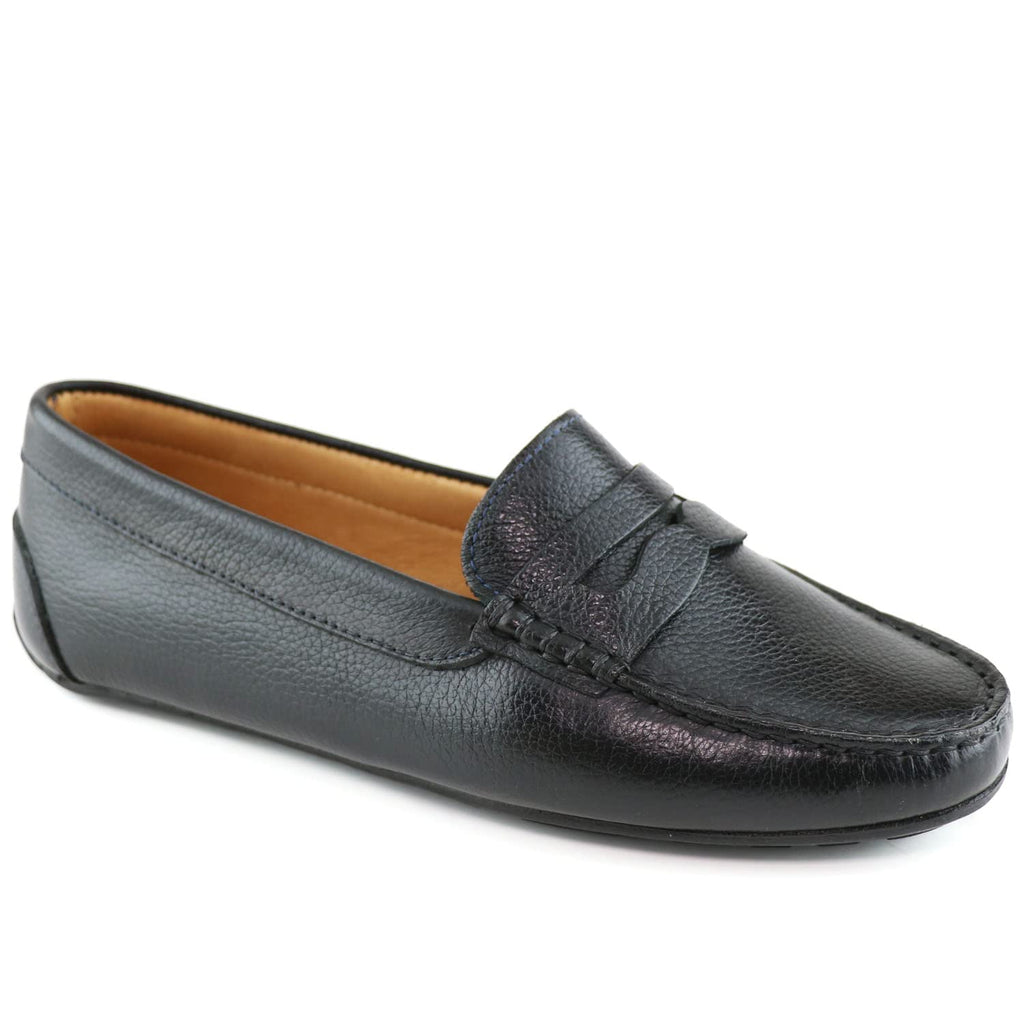 MJNY Womens Casual Comfortable Genuine Leather Lightweight Driving Moccasins Classic Fashion Penny Slip On Ladies Driving Loafer Flat Shoes Black Grainy 6