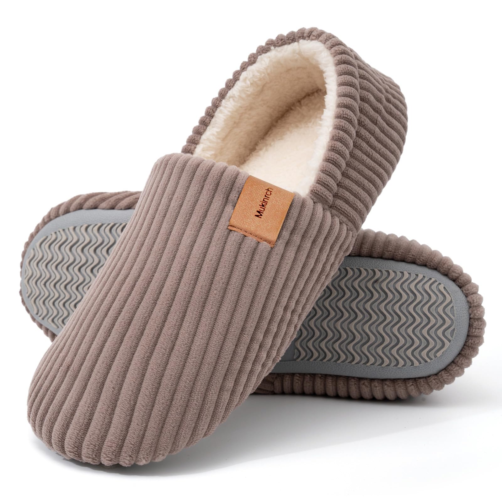 Mukinrch House Slippers for Women Memory Foam Slippers Cozy Corduroy Slippers for Women Indoor and Outdoor Fuzzy Slippers Loafer Shoes for Woman Mom Ladies Gifts