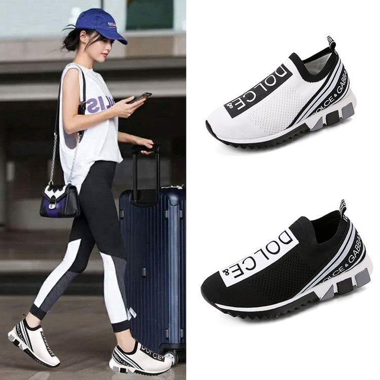 Breathable Flyknit Round Toe Women's Casual Sneakers