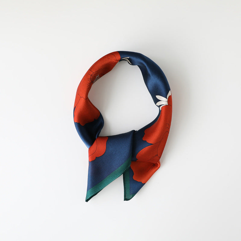Korean Floral Silk Scarf - 100% Mulberry Silk