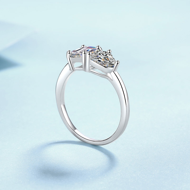 Bague d'Amour en Argent Sterling S925 avec Moissanite
