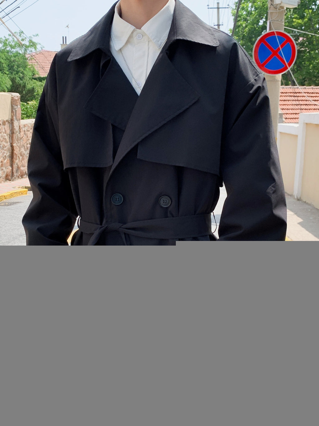 Men's Medium Length Double Breasted Trench Coat