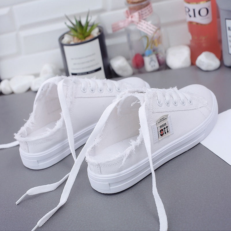 Chaussures plates en toile à enfiler pour femme d'été