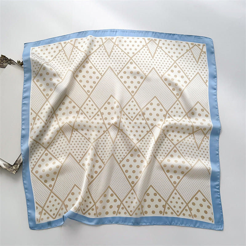 Korean Style 70cm Square Silk Scarf with Letter Print