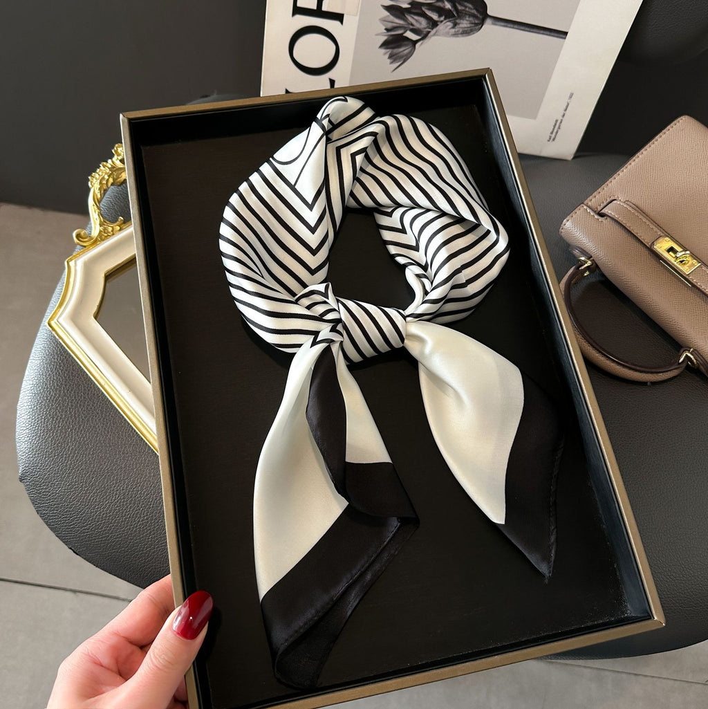 New Striped Silk Scarf - Stylish Professional Accessory
