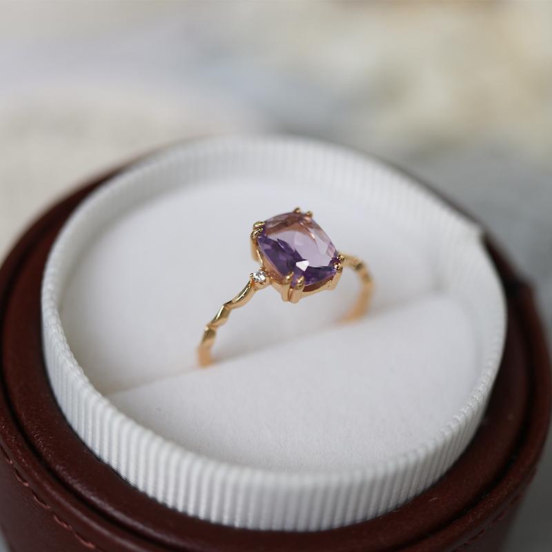 Fashionable Simple Lavender Anti-Amethyst Ring for Women
