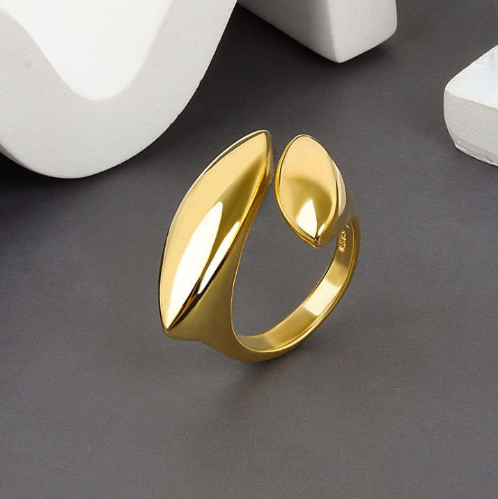 925 Sterling Silver Simple Geometric Opening Ring