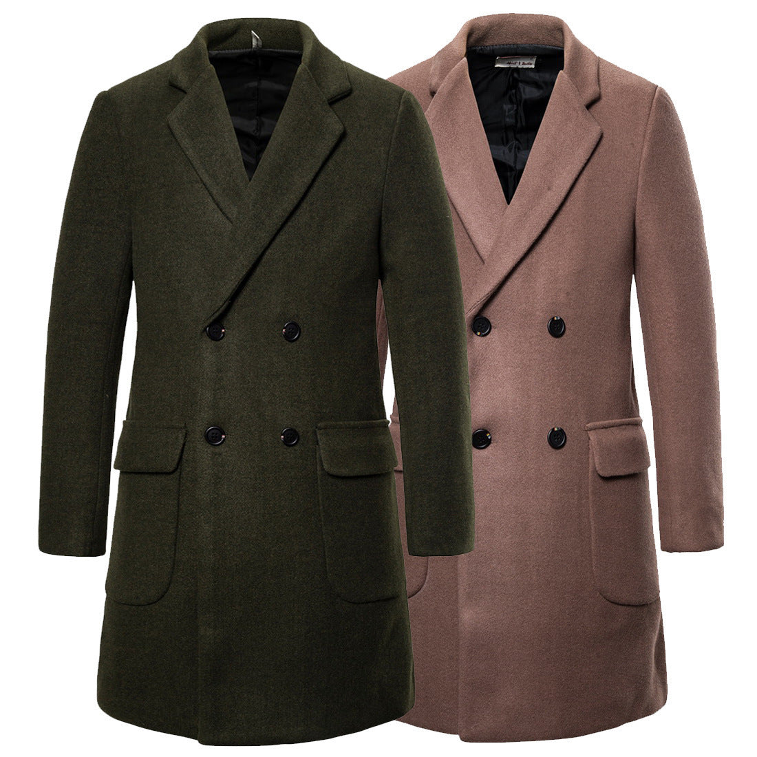 Men's Double-Breasted Wool Trench Coat