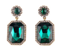 Square Fashionable Earrings with Colorful Diamonds