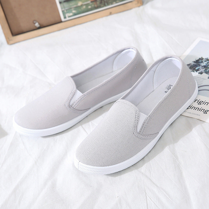 Women's Slip-On Low-Cut Canvas Sneakers (White)