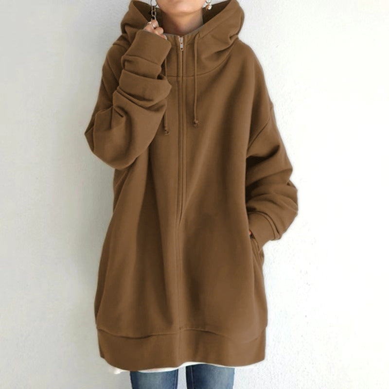 Women's Fuzzy Full-Zip Sport Hoodie Sweatshirt