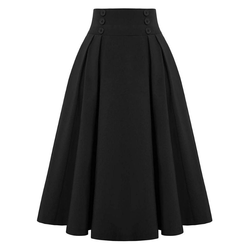 Women's Retro High Waist Pleated Skirt with Pockets