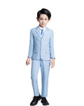 YuanLu Boys Suit 5 Piece Kids Formal Tuxedo for Boy Blazer Vest Pants Shirt and Tie Blue Size 8
