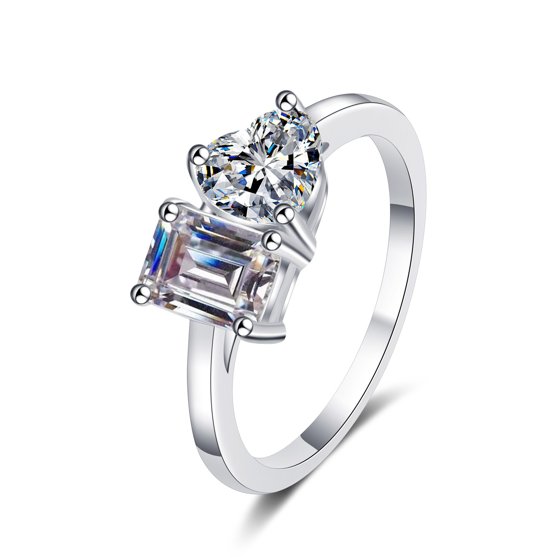 Bague d'Amour en Argent Sterling S925 avec Moissanite