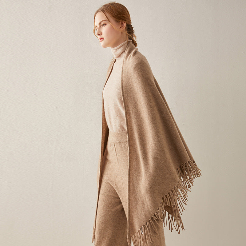Warm Cashmere Shawl with Fringe Scarf and Wrap