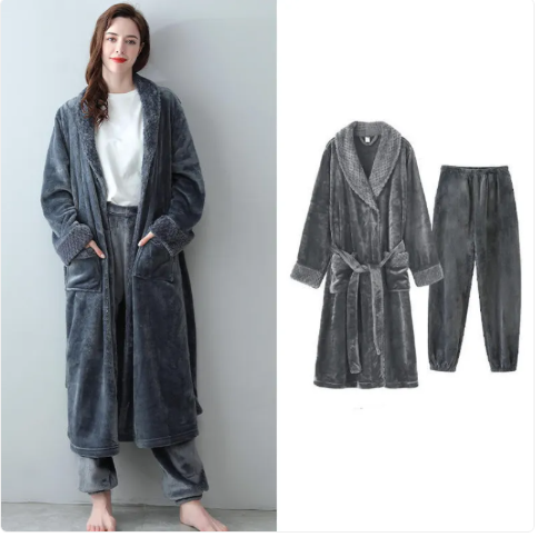 Thick Warm Flannel Bathrobe Home Service