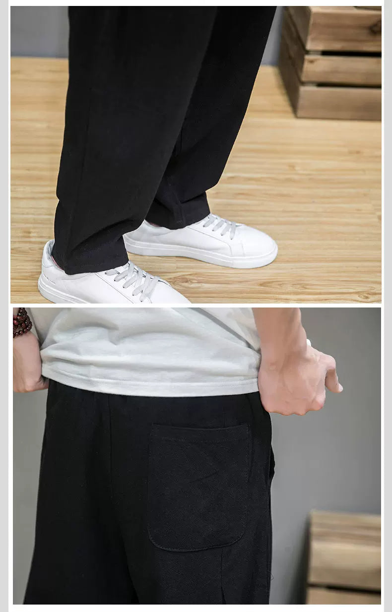 Chinese Style Men's Casual Loose Cotton Linen Trousers