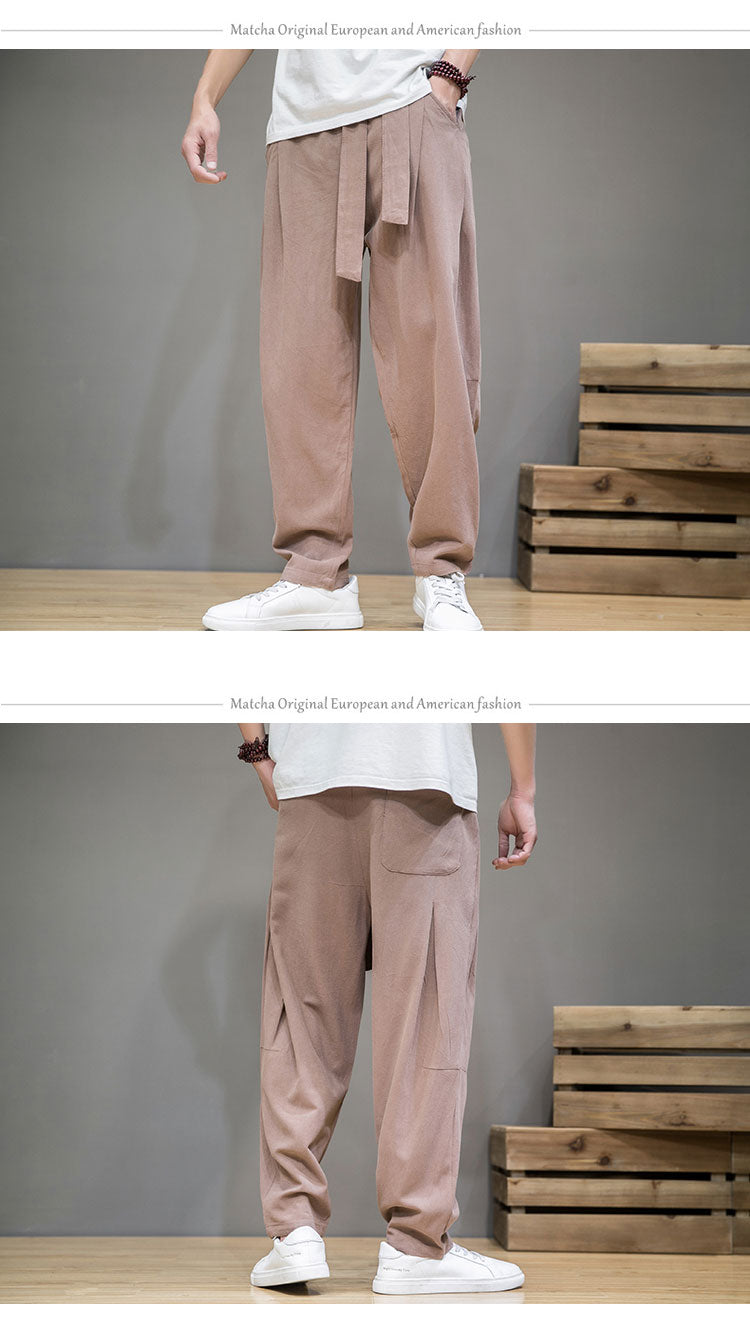 Chinese Style Men's Casual Loose Cotton Linen Trousers