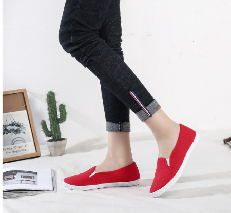 Women's Slip-On Low-Cut Canvas Sneakers (White)