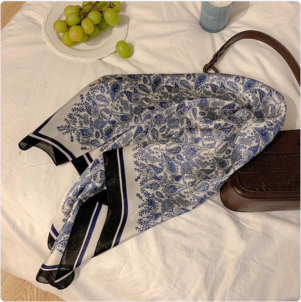 Striped Square Silk Scarf