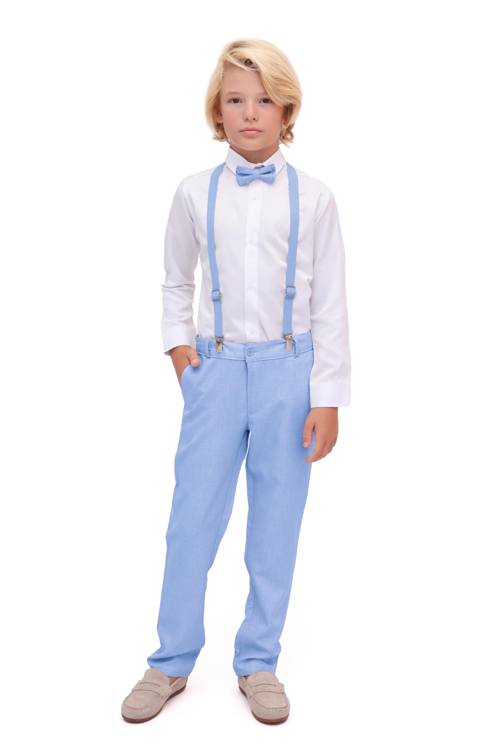 Lilax Boys Formal Slim Fit Boy Pant Set of 4 Pcs Gentleman Wedding Outfits Formal Dress (Light Blue2T)