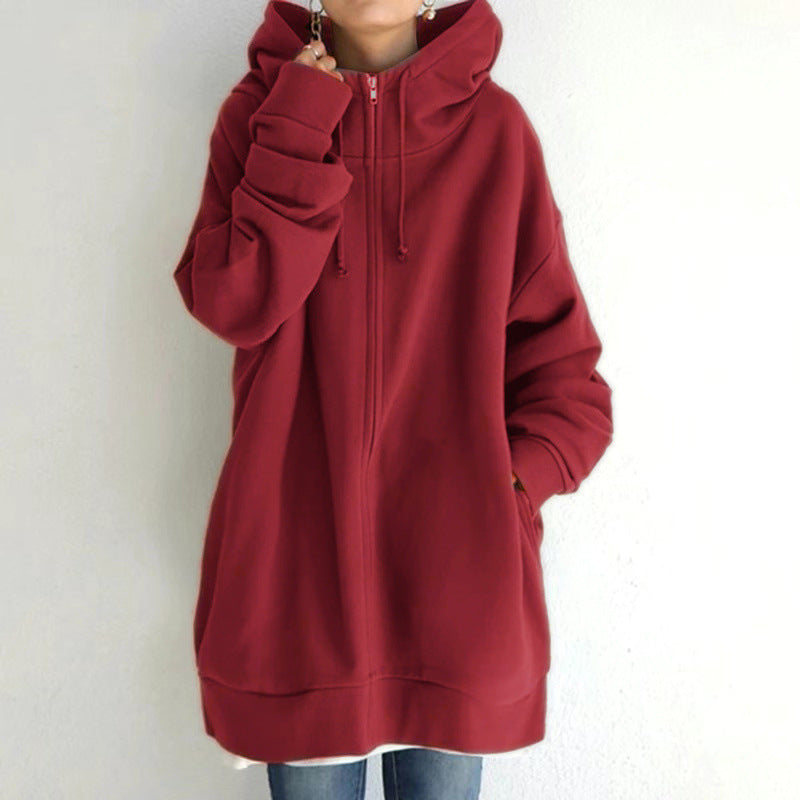 Women's Fuzzy Full-Zip Sport Hoodie Sweatshirt