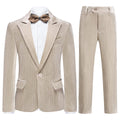 Lamgool Boys Velvet Suit 2 Piece Slim Fit Tuxedo Formal Outfit Size 12 Khaki Blazer Jacket Pant for Kids Wedding Ring Bearer