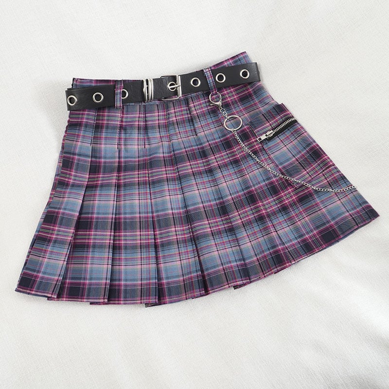 High Waist Pleated A-Line Skirt with Pockets