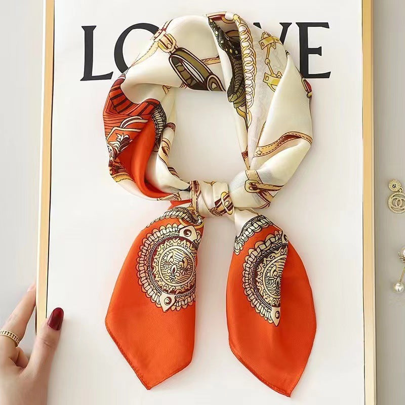 Fashionable Silk Scarf for Women - Versatile Small Square