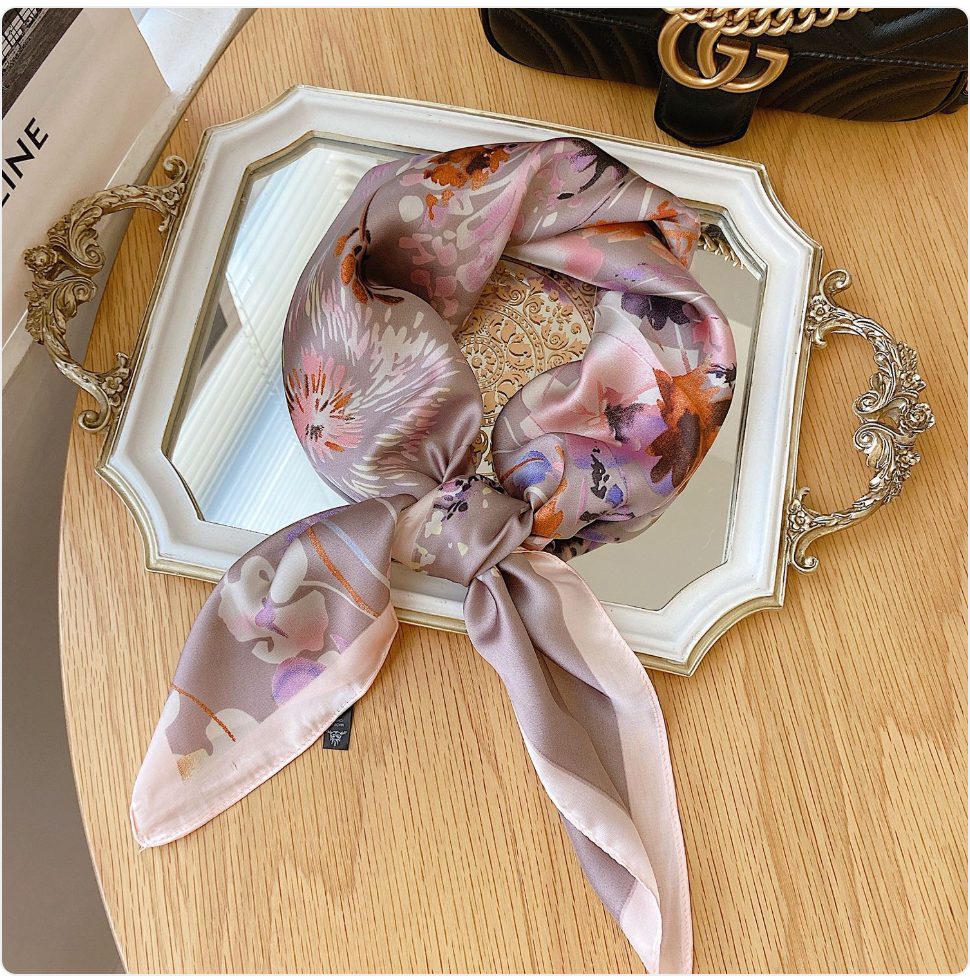 Striped Square Silk Scarf