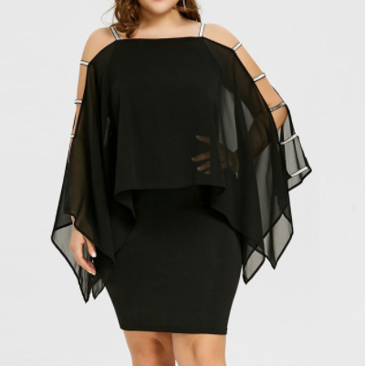 2019 Plus Size Bodycon Skirt, Solid Color Off-Shoulder