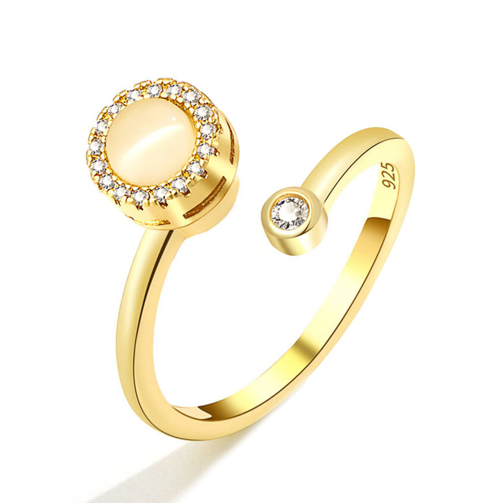 Simple Fashionable Opal Spinning Ring for Women