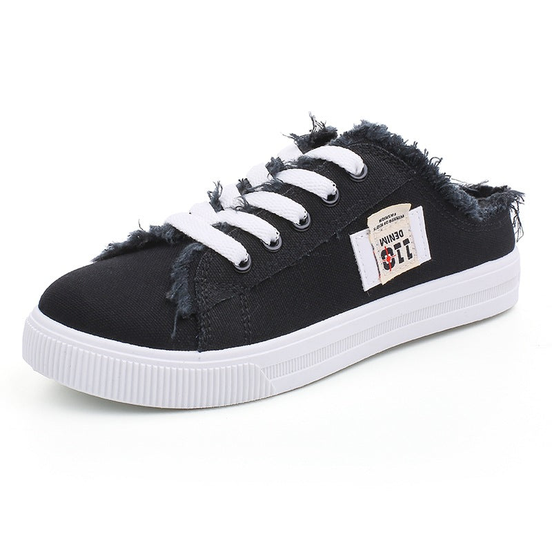 Chaussures plates en toile à enfiler pour femme d'été