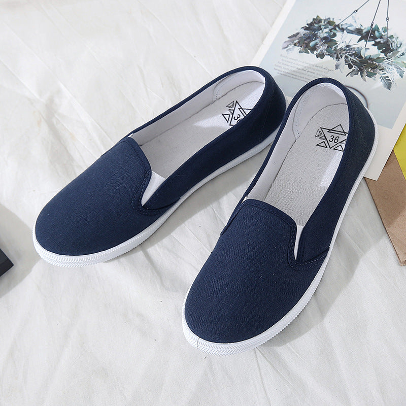 Women's Slip-On Low-Cut Canvas Sneakers (White)