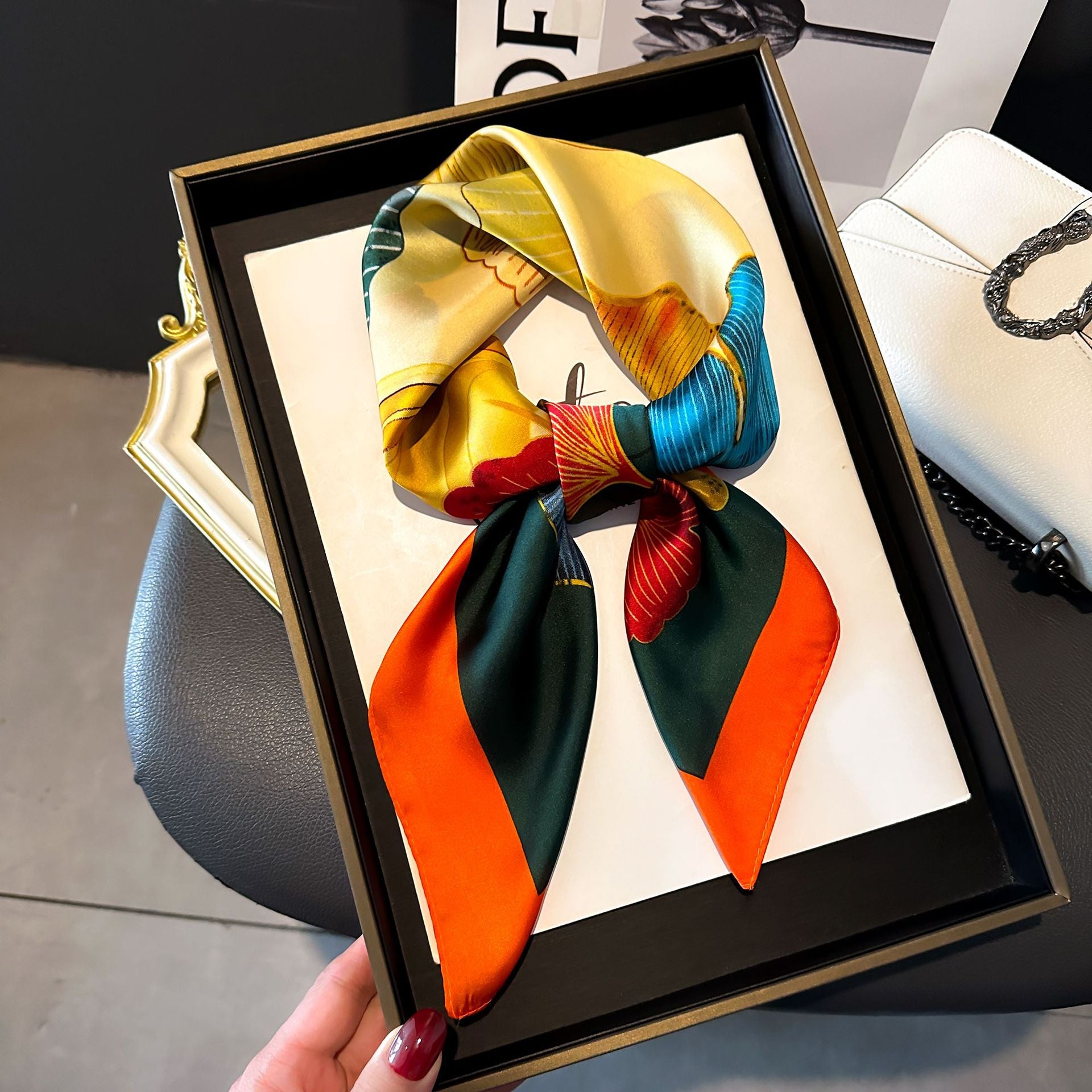 New Striped Silk Scarf - Stylish Professional Accessory