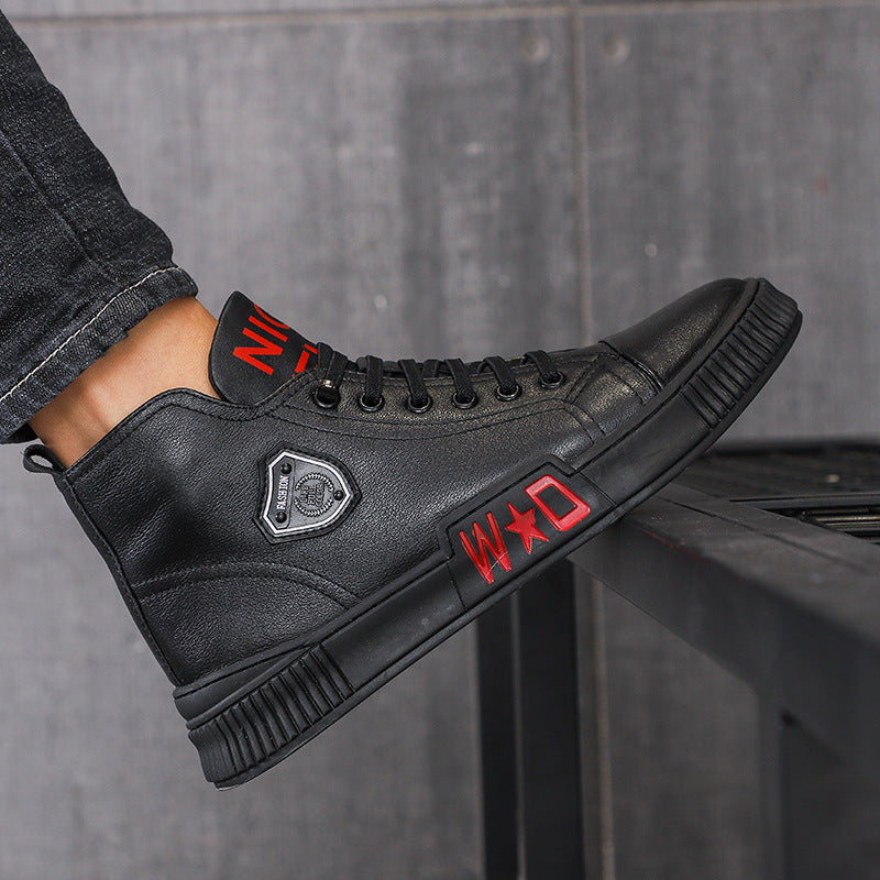 High-Top Men's Fashion Sneakers with Thick Soles