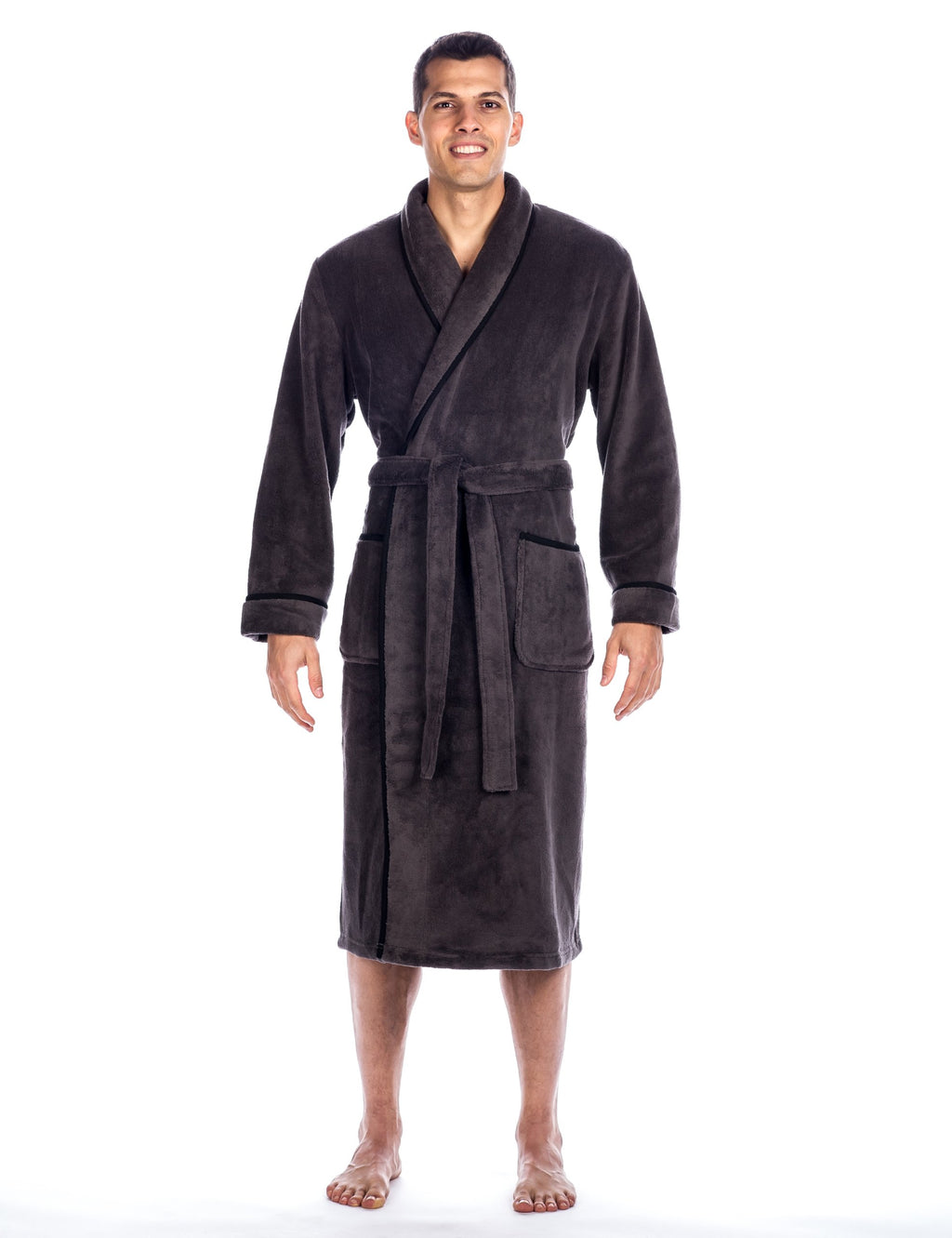 روب رجالي من نوبل ماونت - روب رجالي من الفرو الناعم - رمادي داكن - 2XL/3XL