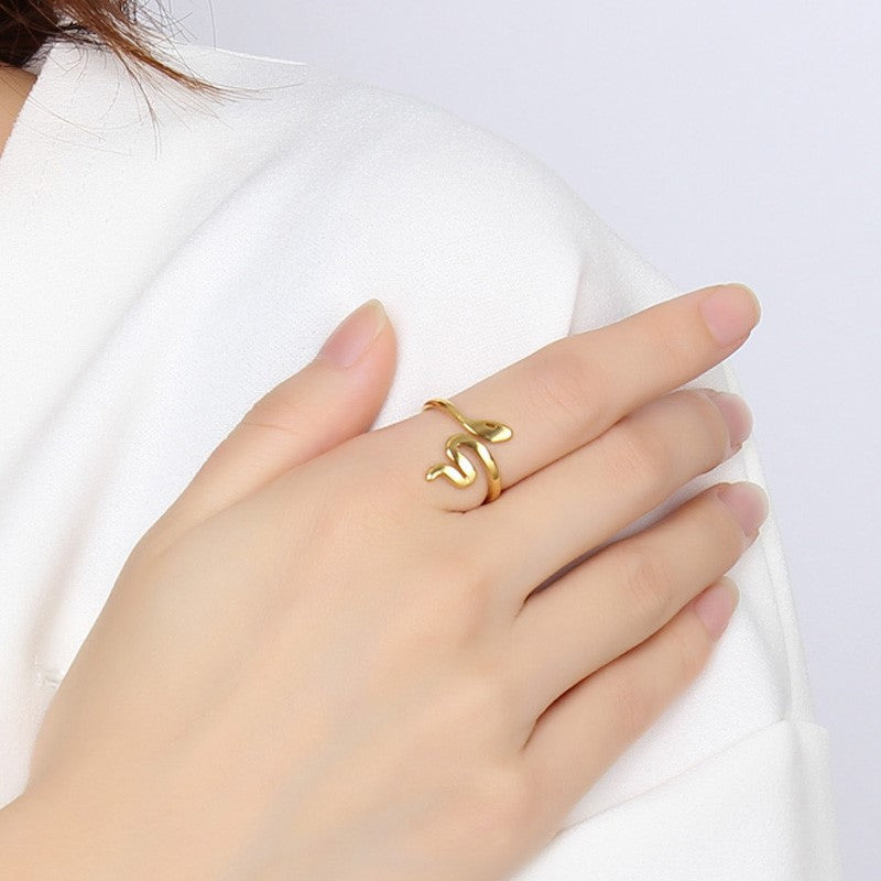 Fashionable Women's Stainless Steel Snake Open Ring
