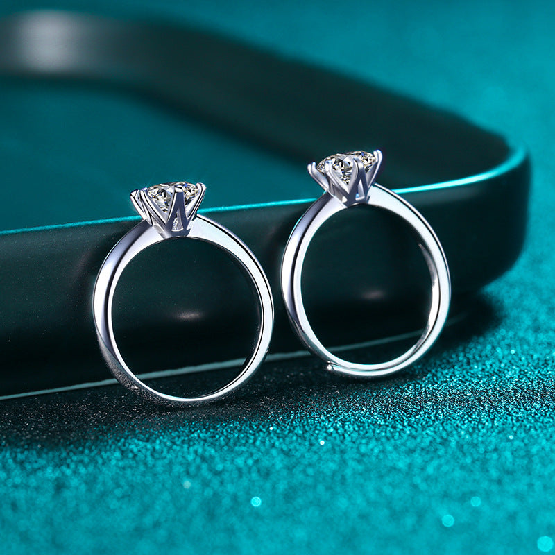 925 Silver Ring with 1 Carat Moissanite Stone