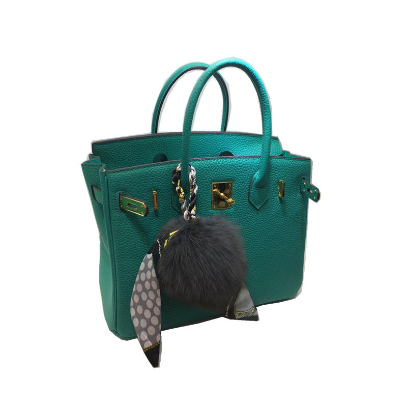 Platinum Bag, Lake Green Handbag, Lychee Texture Bag