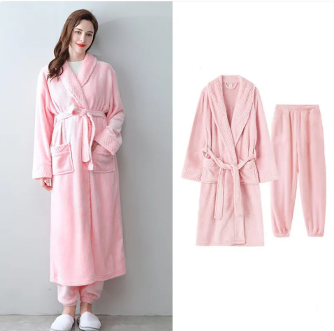 Thick Warm Flannel Bathrobe Home Service