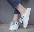 Women's Canvas Slip-On Sneakers with Ribbon Detail