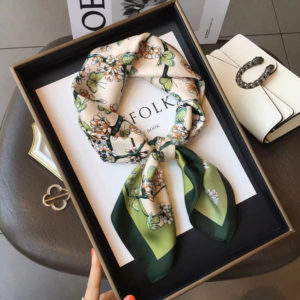 Fashionable Silk Scarf for Women - Versatile Small Square