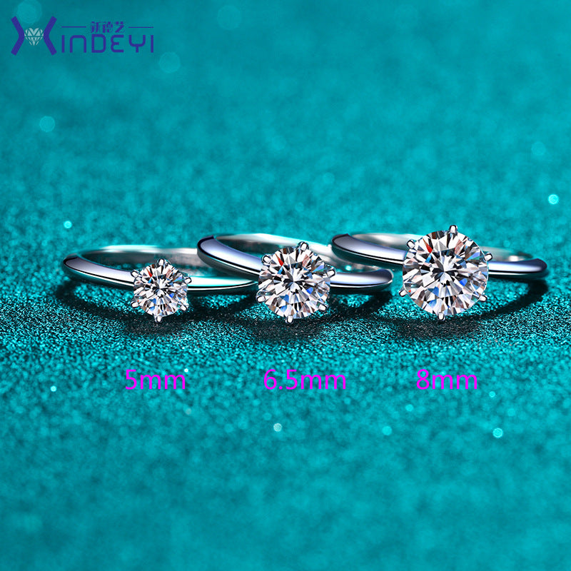 925 Silver Ring with 1 Carat Moissanite Stone