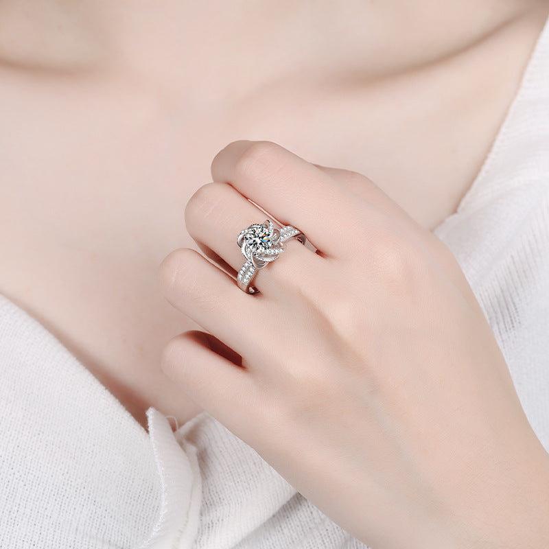 S925 Sterling Silver Moissanite Ring for Girls