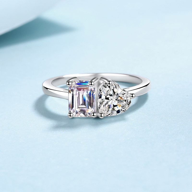 Bague d'Amour en Argent Sterling S925 avec Moissanite