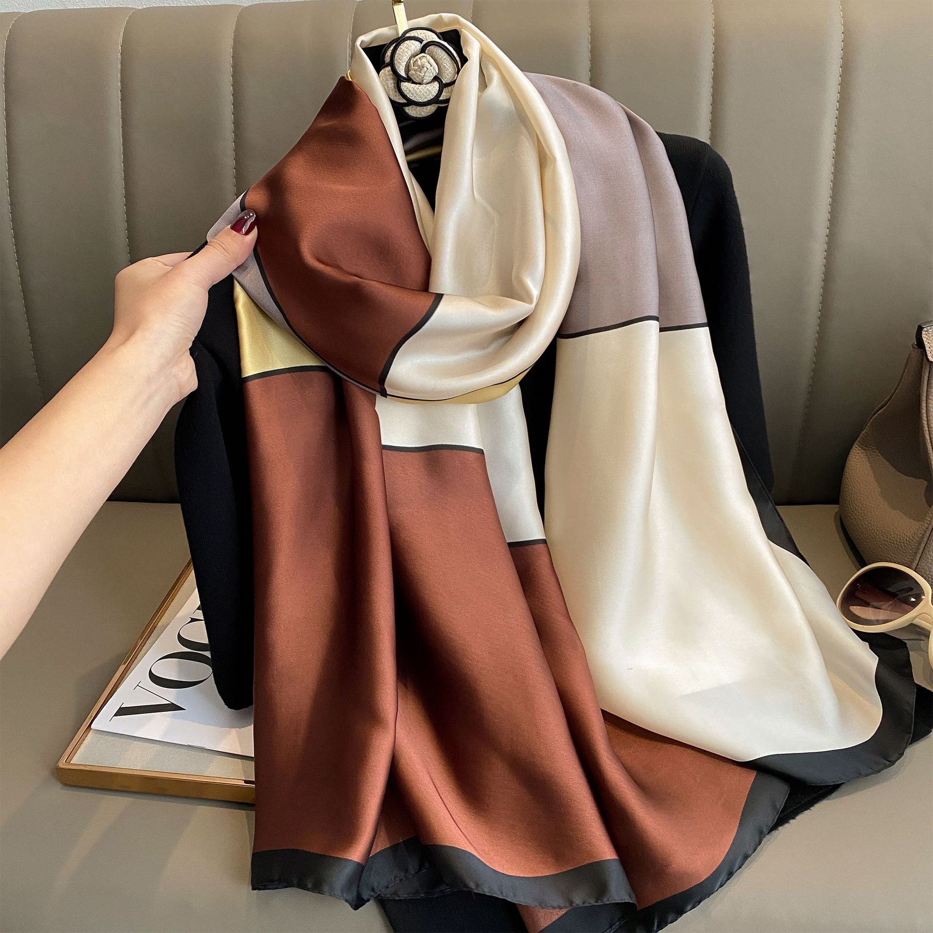 Spring Summer Women's Fashion Scarf - Color Block Shawl