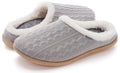 WHITIN Women Cozy Fuzzy Knitted Slipper Slip On House Shoes with Orthotic Arch Support Size 9 Plantar Fasciitis Ladies Warm Bedroom Clogs Grey 40