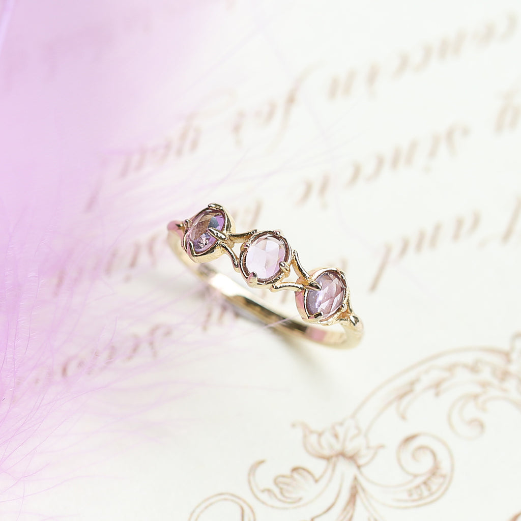 Japanese Style Lavender Amethyst Rose Gold Ring
