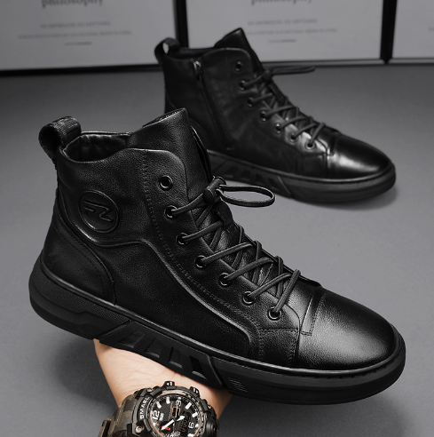 High-Top Men's Fashion Sneakers with Thick Soles